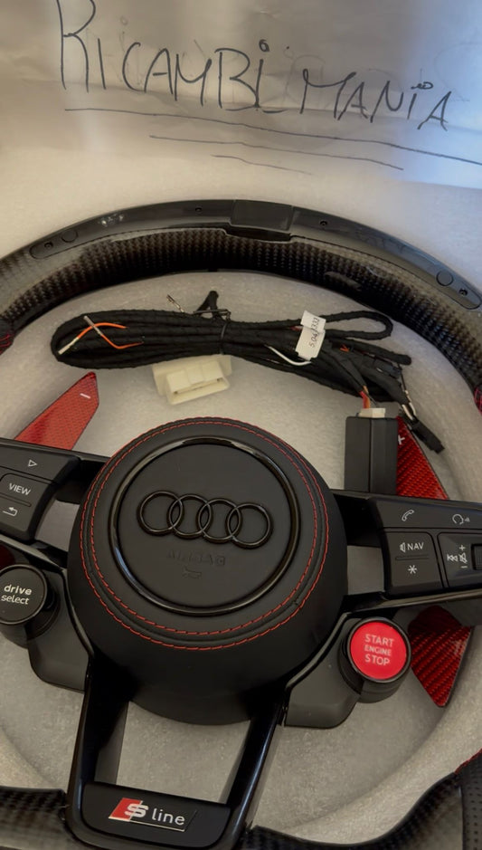 Volante Audi S-Line in Carbonio con Display Contagiri – Flat Bottom con Start/Stop & Drive Select