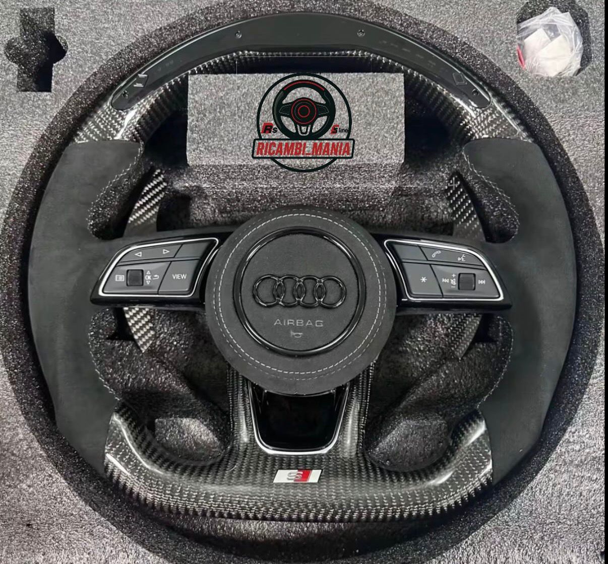 Volante Sline Con Carbonio & Alcantara, Con Paddle In Carbonio & Contagiri Led