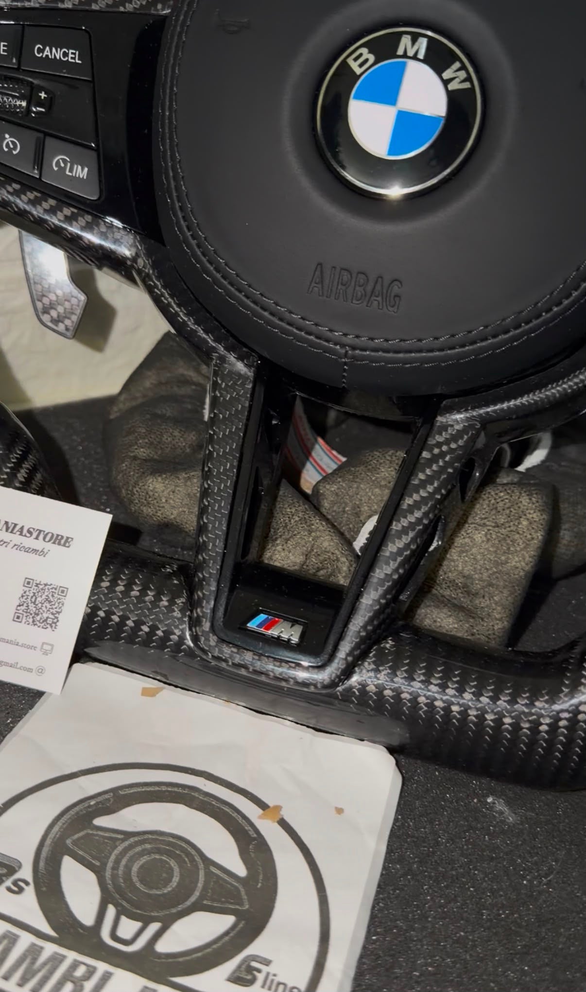 Volante Per Bmw Con Carbonio & Pelle Traforata, Con Tasti Multifunzione e Paddle