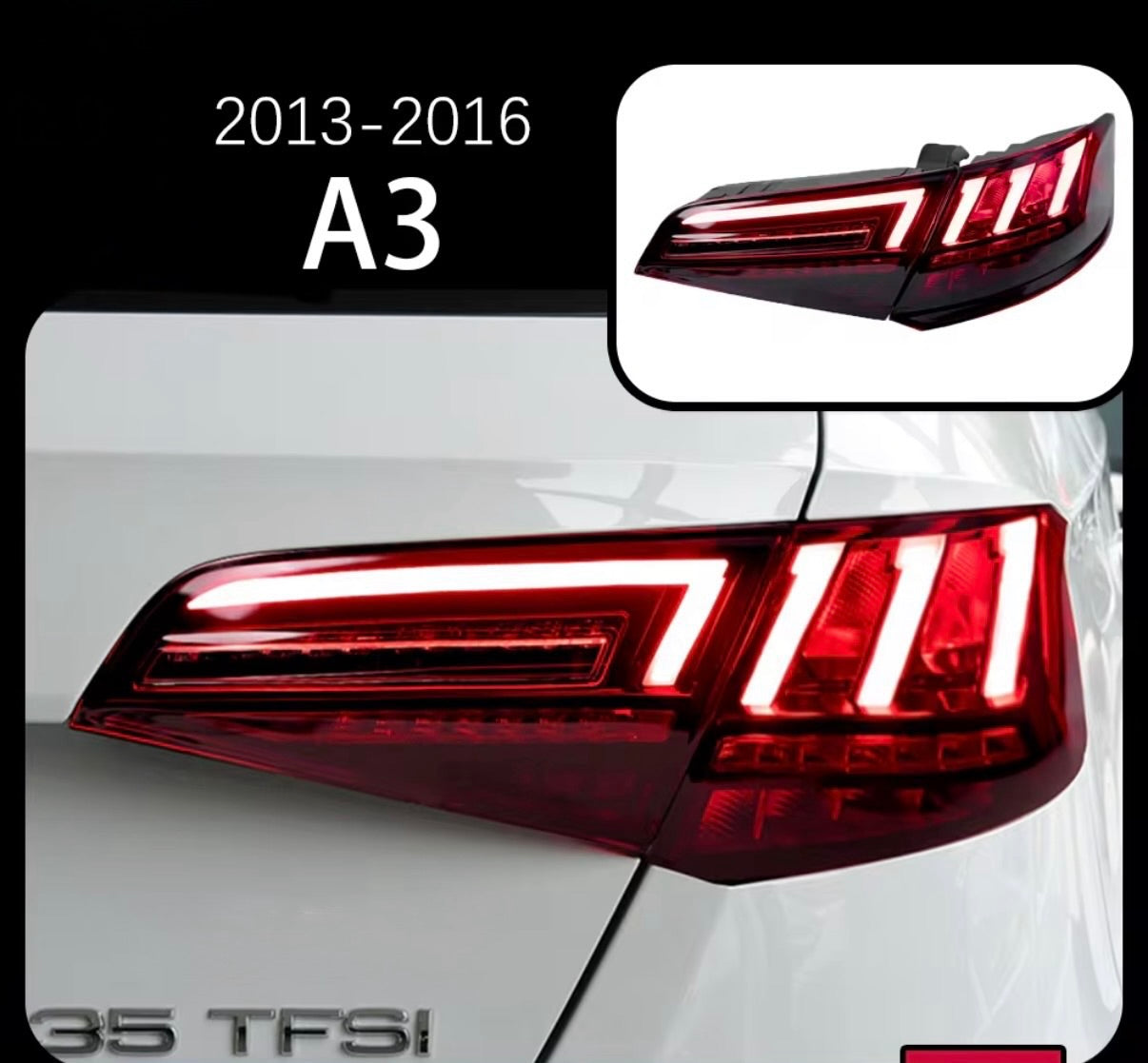 FARI POSTERIORI CUSTOM PER AUDI A3 2012-2016 - DESIGN AGGRESSIVO & SPORTIVO