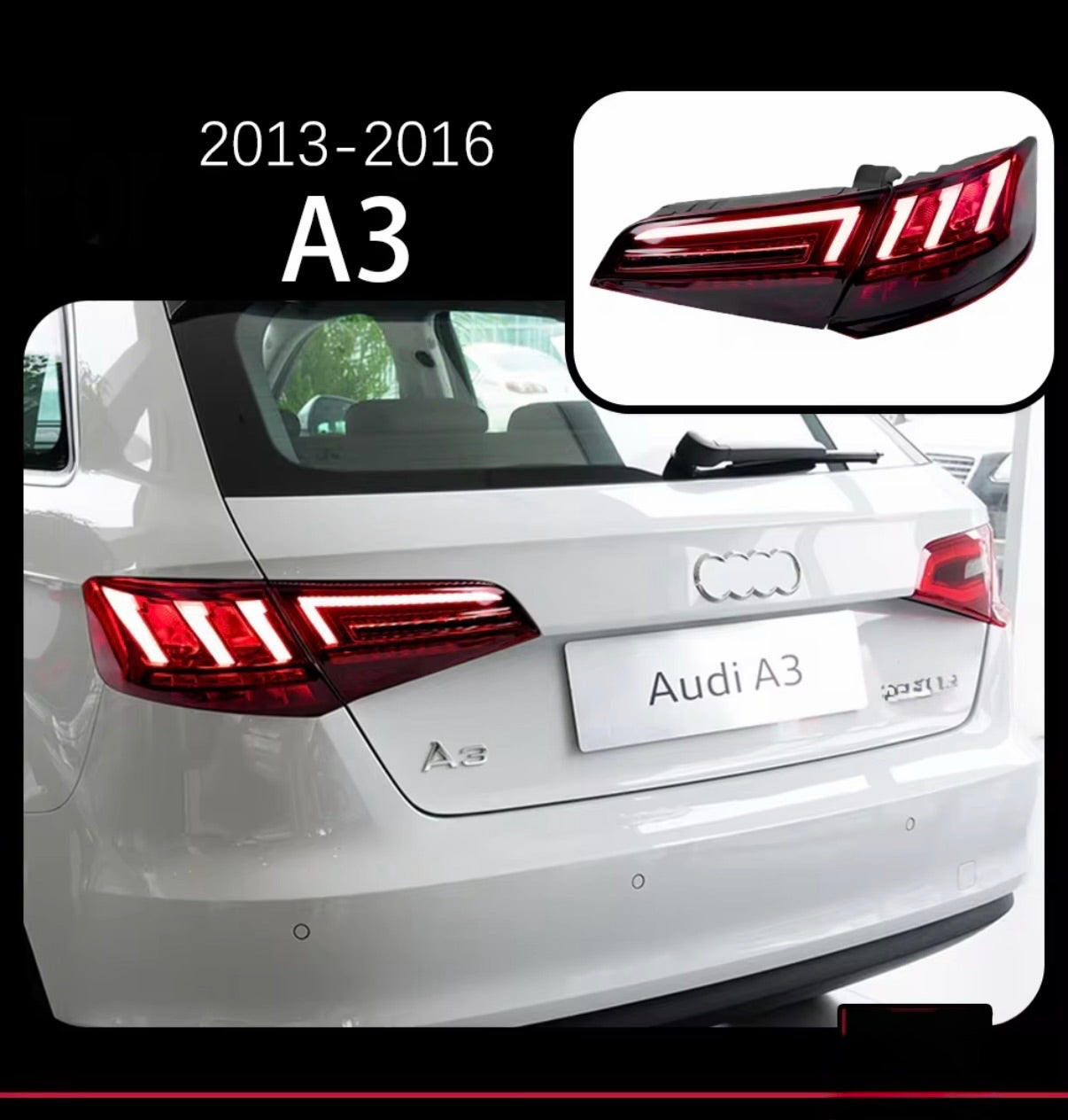 FARI POSTERIORI CUSTOM PER AUDI A3 2012-2016 - DESIGN AGGRESSIVO & SPORTIVO