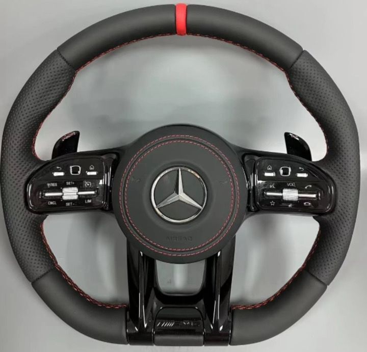 Volante Mercedes Con Cuciture Rosse & Mirino Rosso Racing, Con Paddle