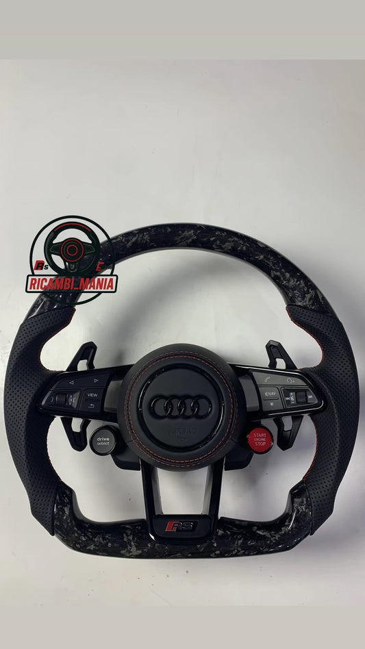 Volante Audi Con Carbonio Forgiato & Pelle Traforata, Con Tasti R8 & Paddle