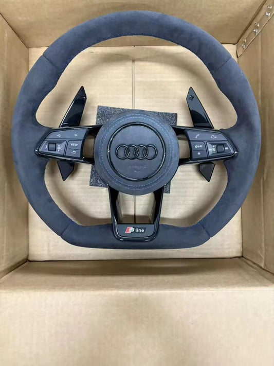VOLANTE PER AUDI IN ALCANTARA CON PADDLE NERI LUCI & TASTI MULTIFUNZIONE