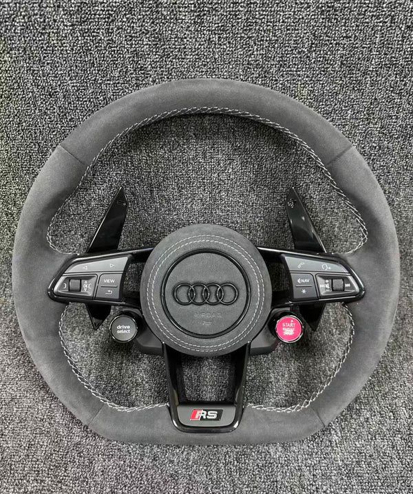 Volante in alcantara con paddle neri lucidi & tasti r8