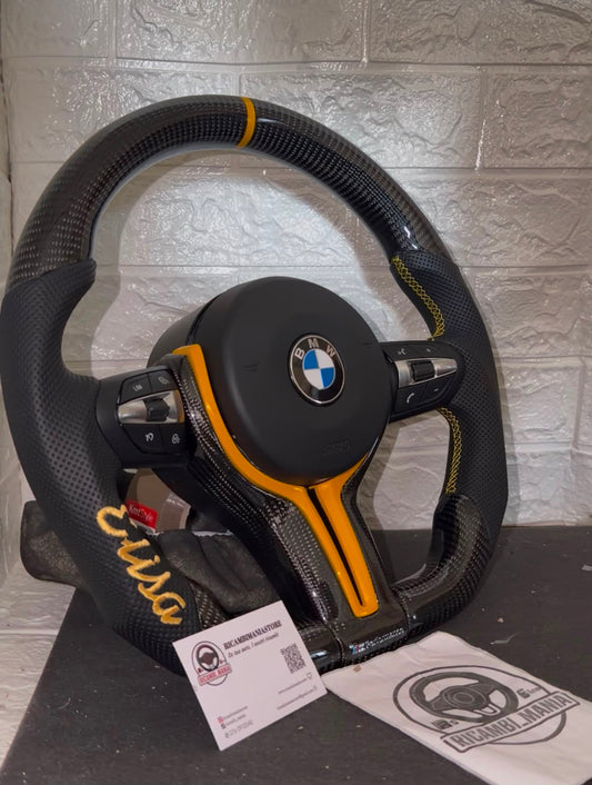 Volante per bmw con nome personalizzato ricamato, con tasti multifunzione e paddle