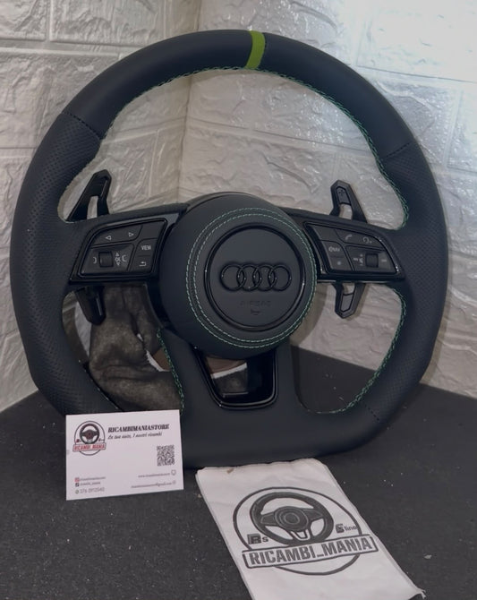 Volante Per Audi Con Cuciture Verdi & Mirino Verde, Con Paddle Stile Urus