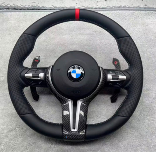 Volante Per Bmw Con Finiture Chiare & Carbonio Lucido, Con Tasti Multifunzione & Paddle
