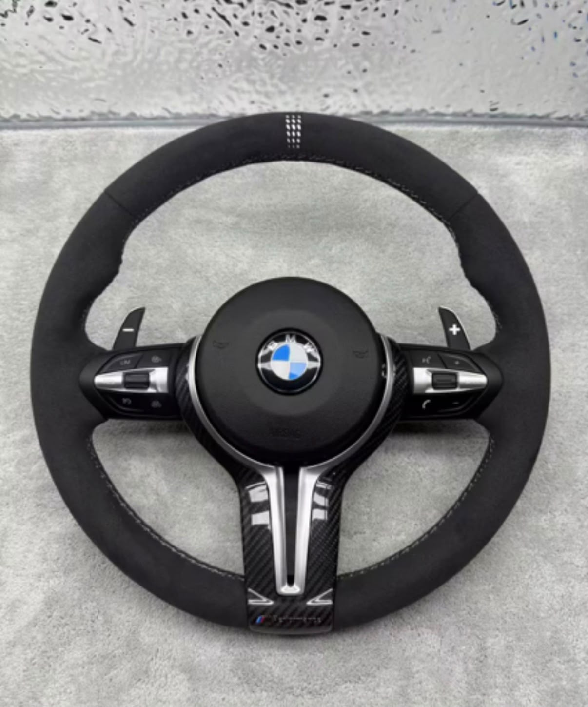 Volante Per Bmw Con Alcantara & Carbonio Lucido, Con Tasti Multifunzione & Paddle