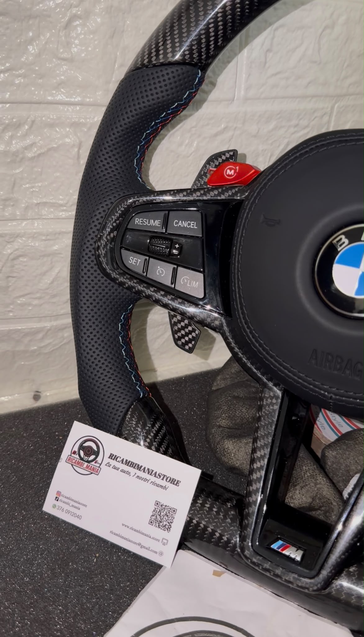 Volante Per Bmw Con Carbonio & Pelle Traforata, Con Tasti Multifunzione e Paddle