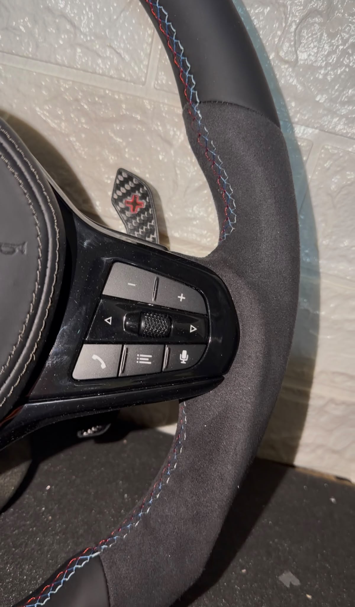 Volante Per Bmw Con Alcantara & Pelle Liscia, Con Tasti Multifunzione & Paddle