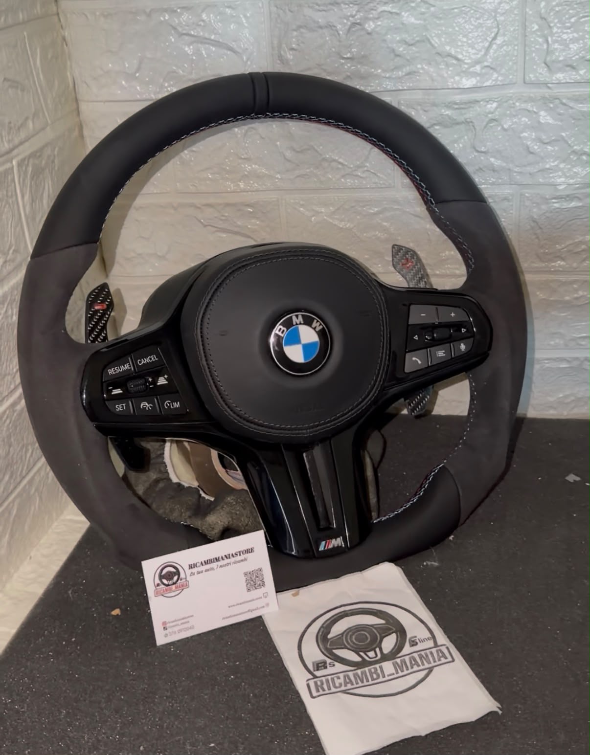 Volante Per Bmw Con Alcantara & Pelle Liscia, Con Tasti Multifunzione & Paddle