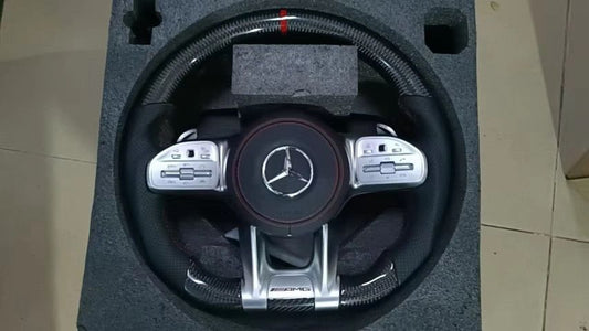 Volante Mercedes Con Carbonio, Cuciture Rosse & Mirino Rosso Racing, Con Paddle