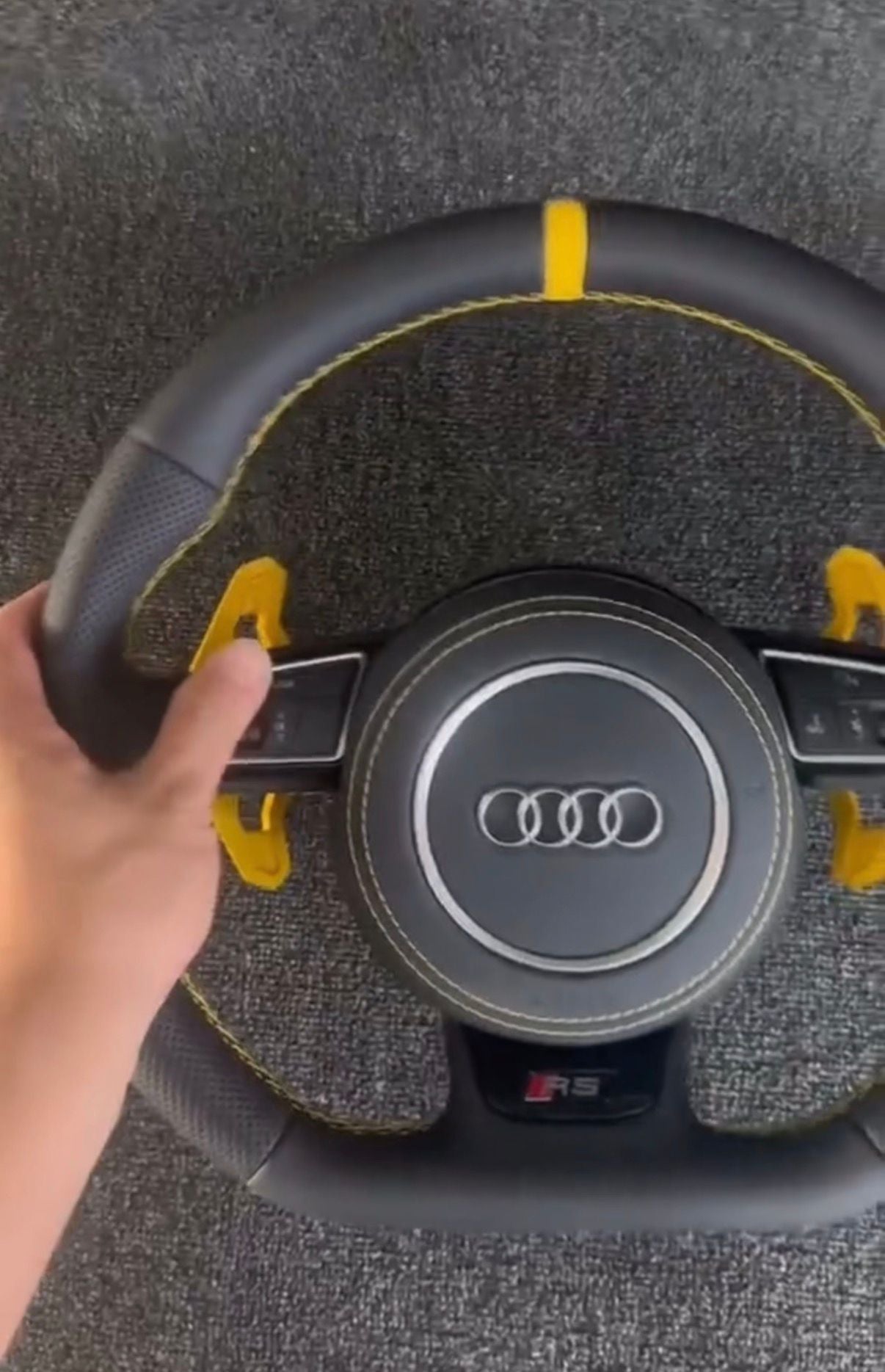 Volante Audi Con Paddle Gialli, Cuciture & Mirino Color GIallo