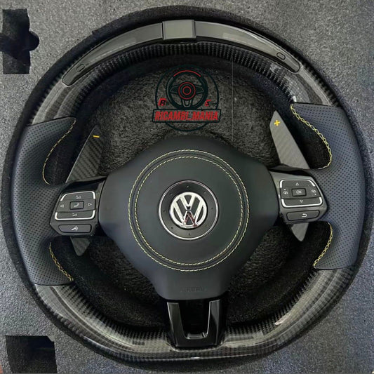 Volante Volkswagen R, Con Cuciture Gialle & Display Contagiri e Paddle In Carbonio